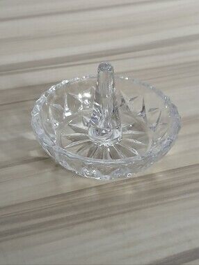 Vintage Clear Glass Ring Holder Jewellery Dish